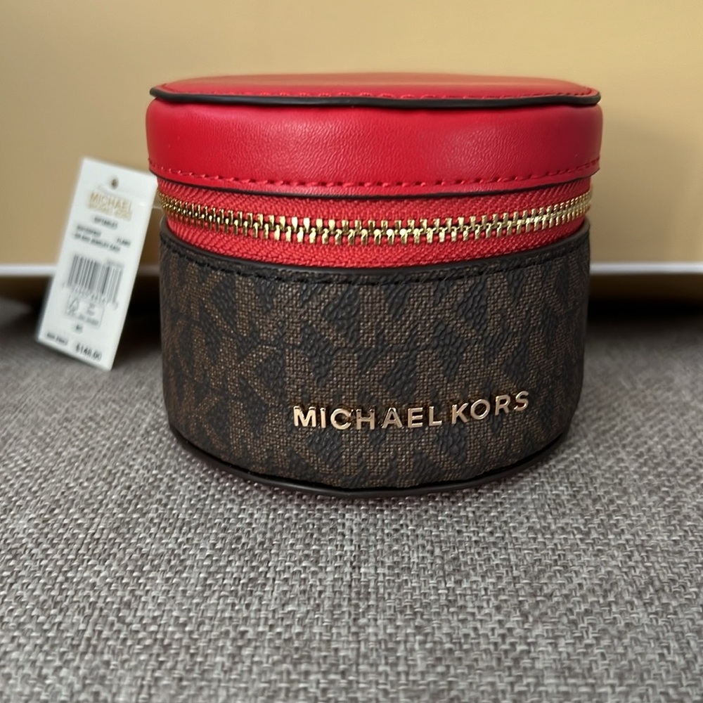 Michael Kors Small Leather Jewelry Case Red